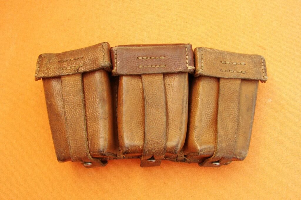 Bolsa De Municiones De Cuero Para Fusil K98 - Juego De 3 Piezas, Color Negro, Fabricado En Alemania